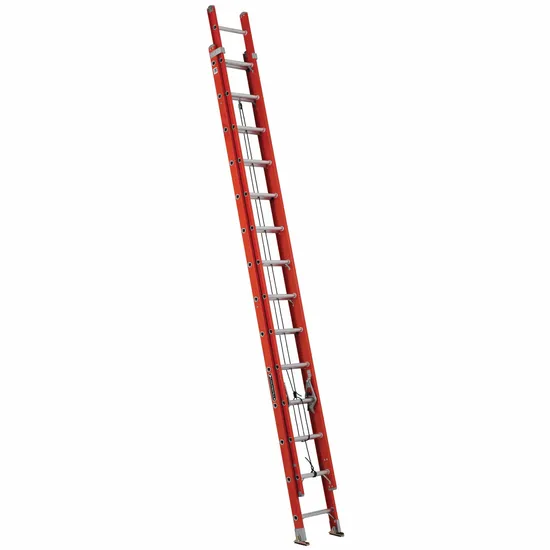 with Safety Pulley Rope System Industrial Grade Fiberglass Extension Ladder Corrosion