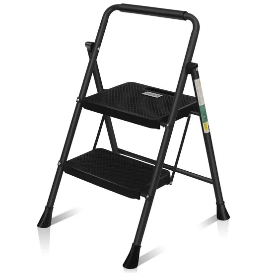 Modern Round Tubes Plastic Pedals Iron Ladder Steel Ladder with Convenient Armrest 
