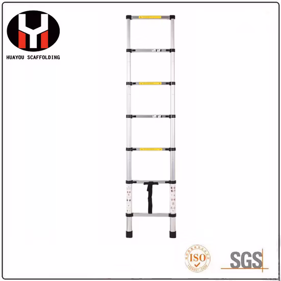 2.8+2.8m Aluminum A Frame Hinge Foldable Telescopic Step Ladder with EN 131
