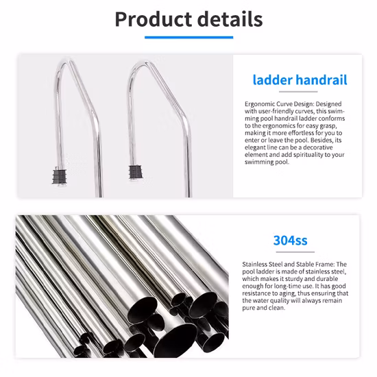 Stainless Steel 3 Step Pool Ladder 304 Stainless Steel Pool Ladder